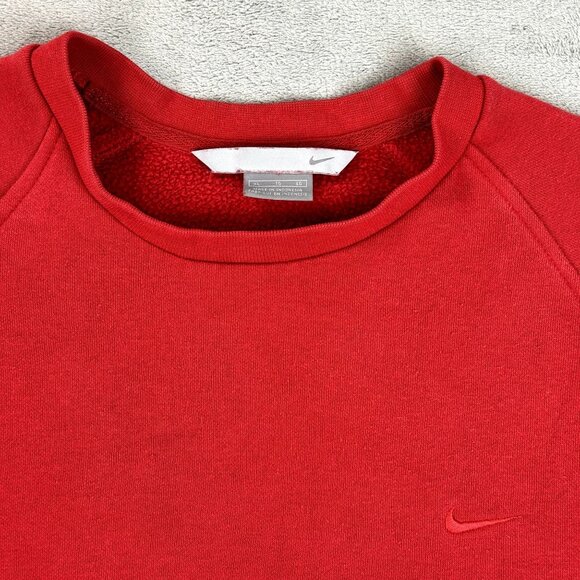 Vintage Y2K Nike Sweatshirt Crewneck Solid Red Pullover Skater Trendy Mens XL - Picture 1 of 8